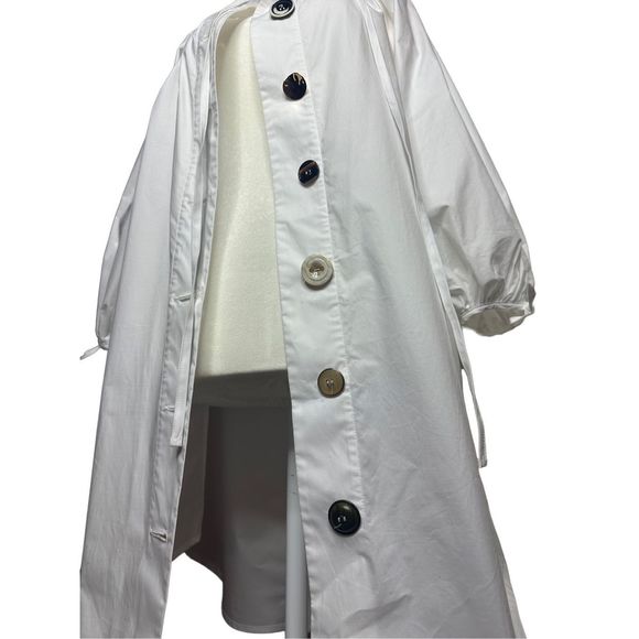 Erika‎ Cavallini Short White Flowy Ling Sleeve Multi Button Dress Tunic Size 2 - Picture 4 of 9